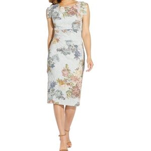 Adrianna Papell Multicolor Floral Midi Dress